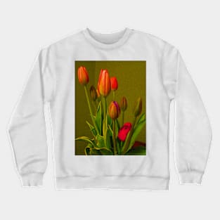 Tulips Against Green Crewneck Sweatshirt